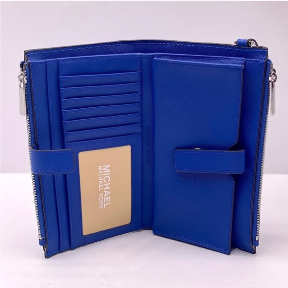 Michael Kors DoubleZip Wallet Wristlet Electric Blue - Picture 5 of 10